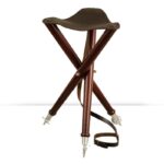 Banqueta Madera Y Piel - 3 Patas - Acero