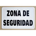 Tablilla ZONA DE SEGURIDAD negra 50×33