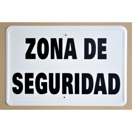 Tablilla ZONA DE SEGURIDAD negra 50×33